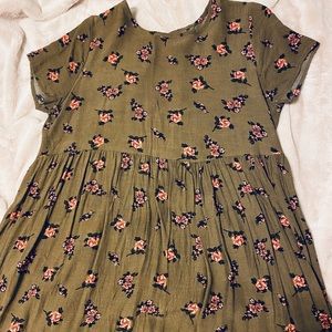 Green Floral Babydoll Dress
